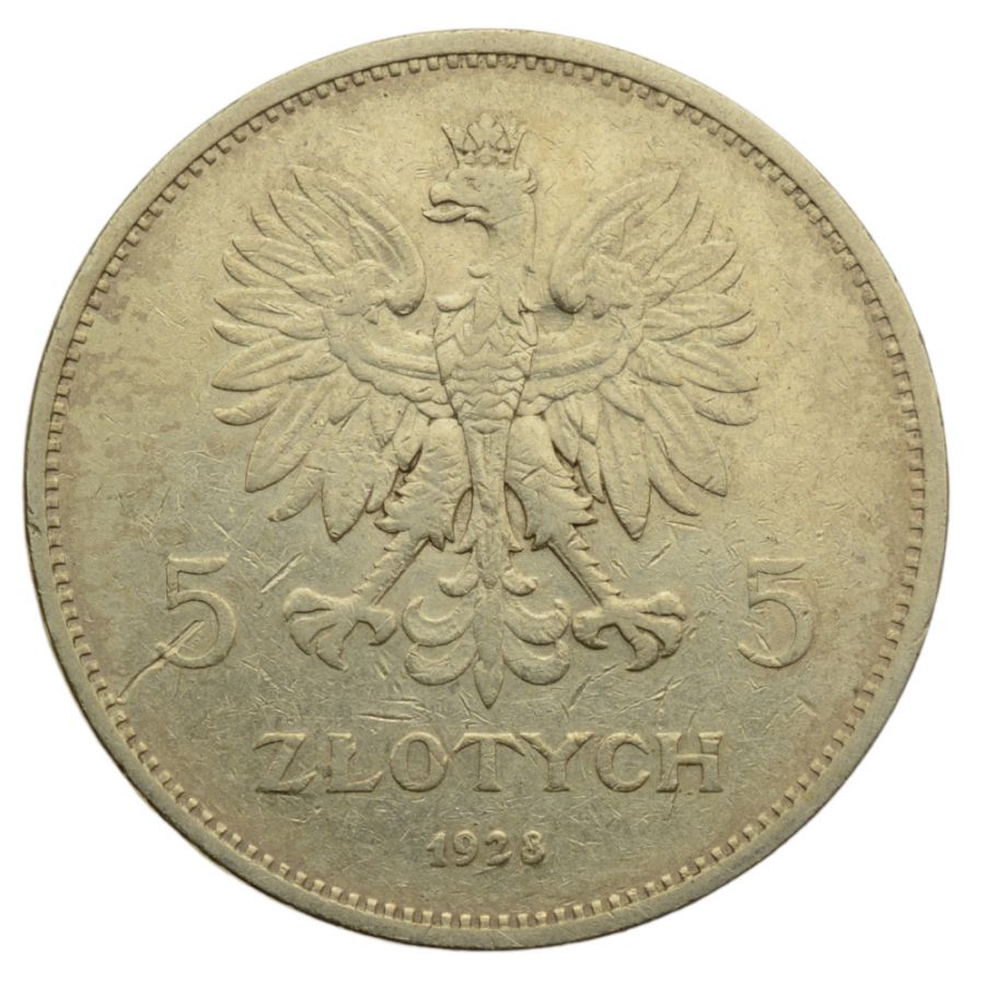 5 złotych 1928 r. - NIKE (bez znaku mennicy) (K62)