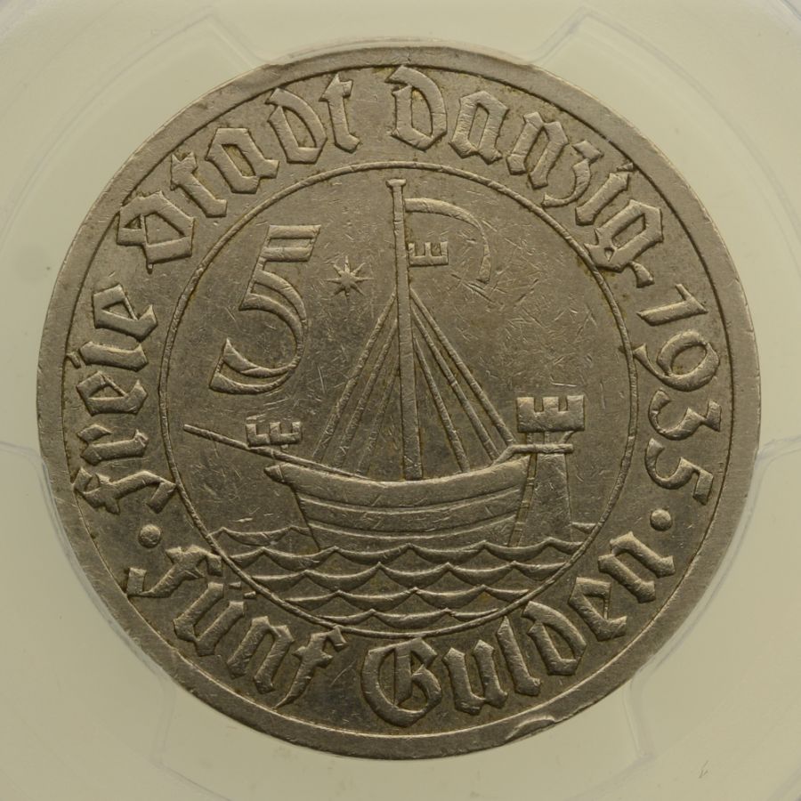WMG - 5 Guldenów 1935 r. - Koga - Grading PCGS AU55