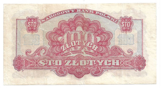 100 złotych 1944 r. - "obowiązkowe" - Seria CM (B101)