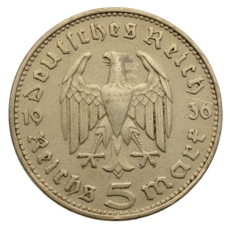 Niemcy - 5 Marek 1936 J - Hindenburg